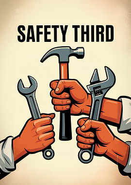 Safety Third Workplace Propaganda Poster