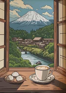 Mount Fuji View with Coffee