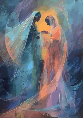 Abstract Figures in Blue and Orange