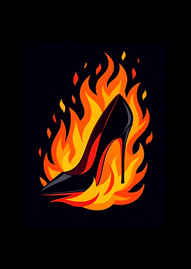 High Heel on Fire Illustration
