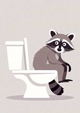 Raccoon on Toilet