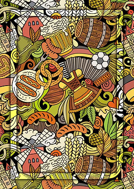 Germany Oktoberfest Doodle Art