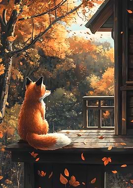 Fox in Autumn Landscape