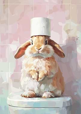 Bunny with Toilet Paper Hat