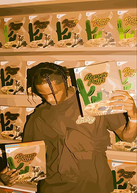 Travis Scott Reese's Puffs Cereal Art