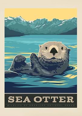 Sea Otter National Parks Poster Art