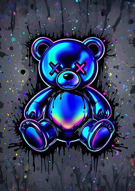 Iridescent Teddy Bear with X Eyes