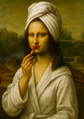 Mona Lisa with Lipstick and Towel