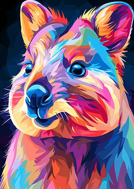 Colorful Quokka Portrait