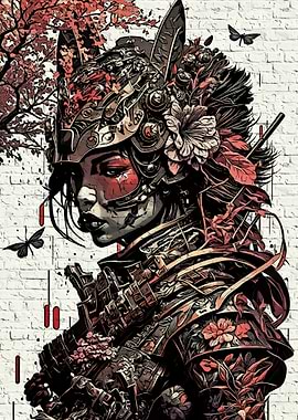 Floral Samurai Warrior Portrait