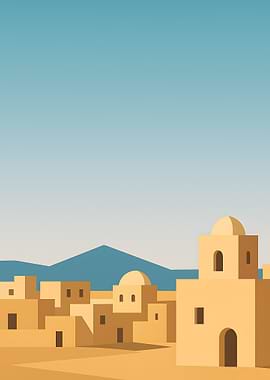 Desert Village Minimalist Art