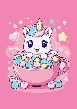 Cute Unicorn in Marshmallow Cup