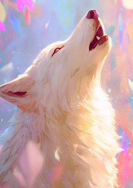 Howling White Wolf