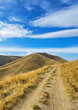 Mountain Trail Under Blue Sky