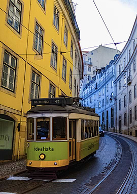 Vintage Tram in Lisbon Street