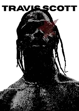 Travis Scott Portrait Black and White