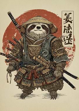 Samurai Sloth Illustration