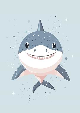 Cute Cartoon Shark Illustration