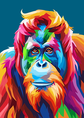 Colorful Orangutan Portrait
