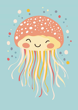 Cute Cartoon Jellyfish Illustration
