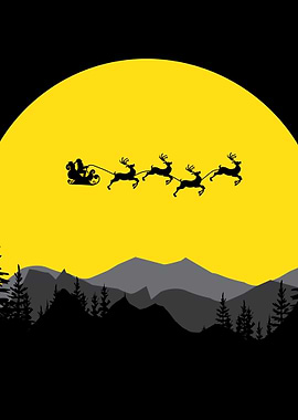 santa's sleigh silhouette over mountain sandscape