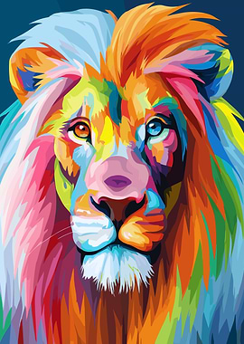 Colorful Lion Portrait