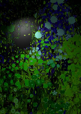 Hidden Cat in Green Foliage