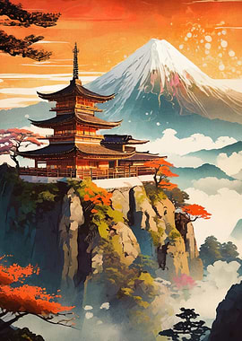 Japanese Pagoda Mount Fuji