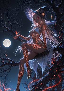 Enchanting Witch on a Branch