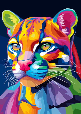Colorful Cougar Portrait