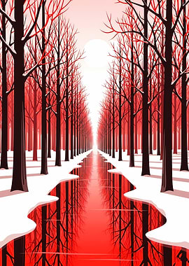 Red Winter Forest