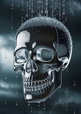 Water Skull in Rain