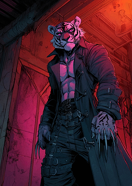 Anthropomorphic Tiger in Trench Coat