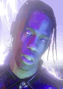 Travis Scott Portrait with Lightning