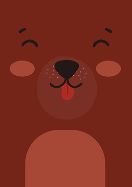 Cartoon Brown Bear Face Illustration