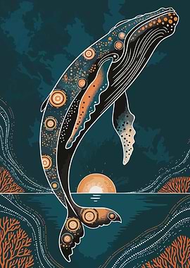 Whale at Sunset Digital Art