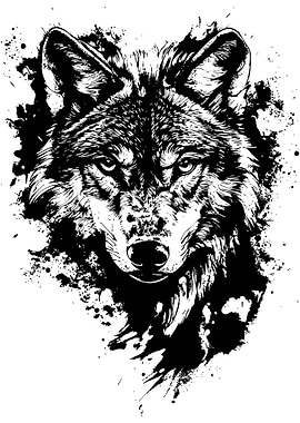 Black and White Wolf Portrait