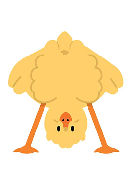 Upside-Down Cartoon Chick Illustration