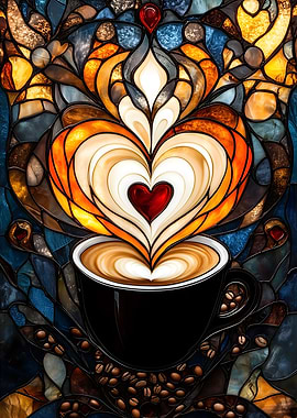 Stained Glass Coffee Heart