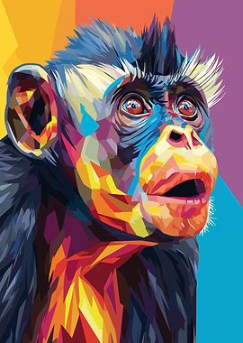 Colorful Monkey Portrait