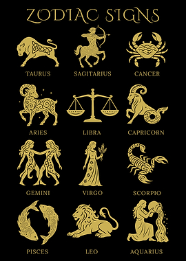 Golden Zodiac Astrology Star Sign Symbols