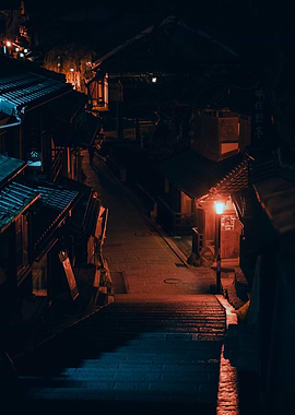 Nighttime street scene in Japan