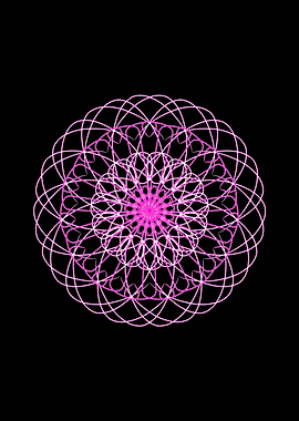 Pink Geometric Mandala on Black Background