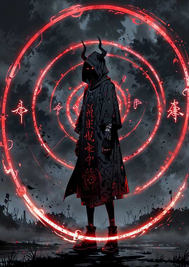 Demonic Summoner with Red Magic Circle