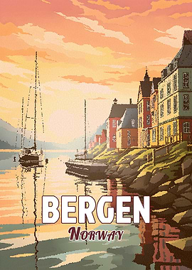 Bergen Norway Mosaic Poster