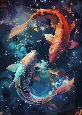 Koi Fish Yin Yang Painting