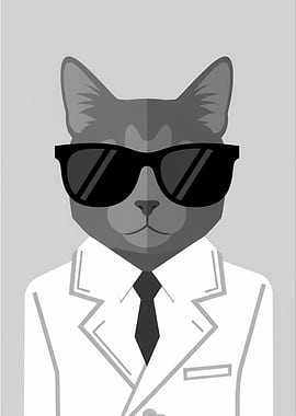 Cool Cat in Suit and Shades