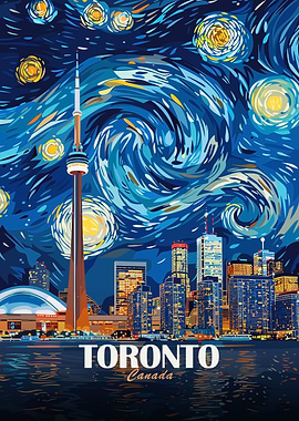 Toronto Canada Starry Night Style Art