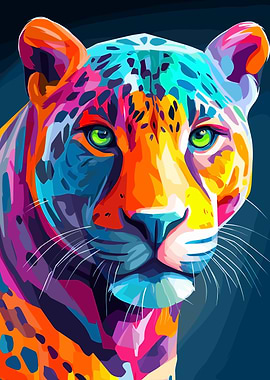Colorful Leopard Portrait