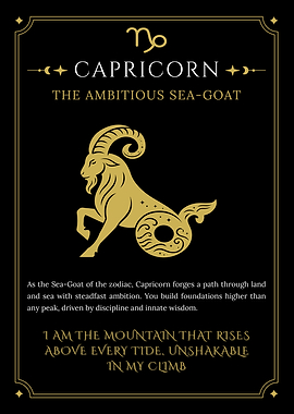 Capricorn zodiac sea goat star sign ornamental gold illustration